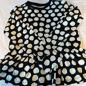 Hanna Andersson Black and Cream Polka Dot Long Sleeve Shirt